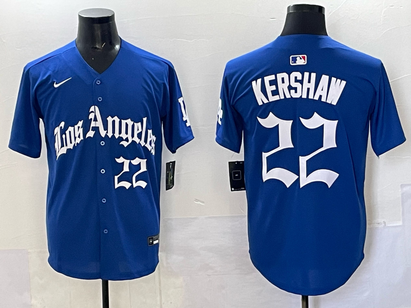 Men Los Angeles Dodgers 22 Kershaw Blue 2025 Nike MLB Jersey style 0012